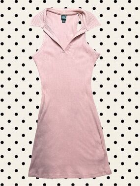 Wild Fable Salmon Pink Ribbed Collared Mini Dress XS